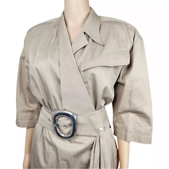 Vintage Thierry Mugler Womens Beige Belted Romper Dress Size 42 - Picture 4 of 9